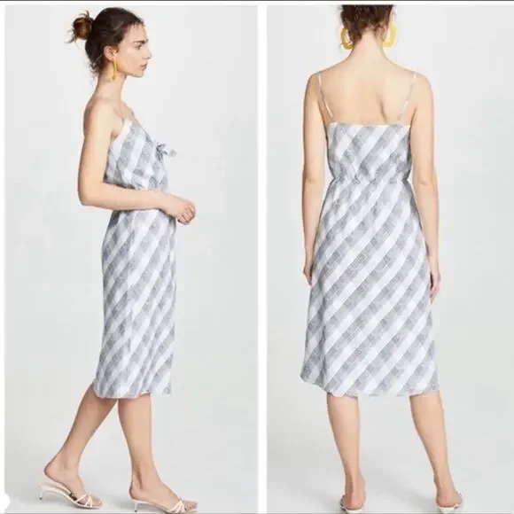 NWT Joie Abiah silk Dress porcelain plaid dress sz XL - Picture 2 of 10